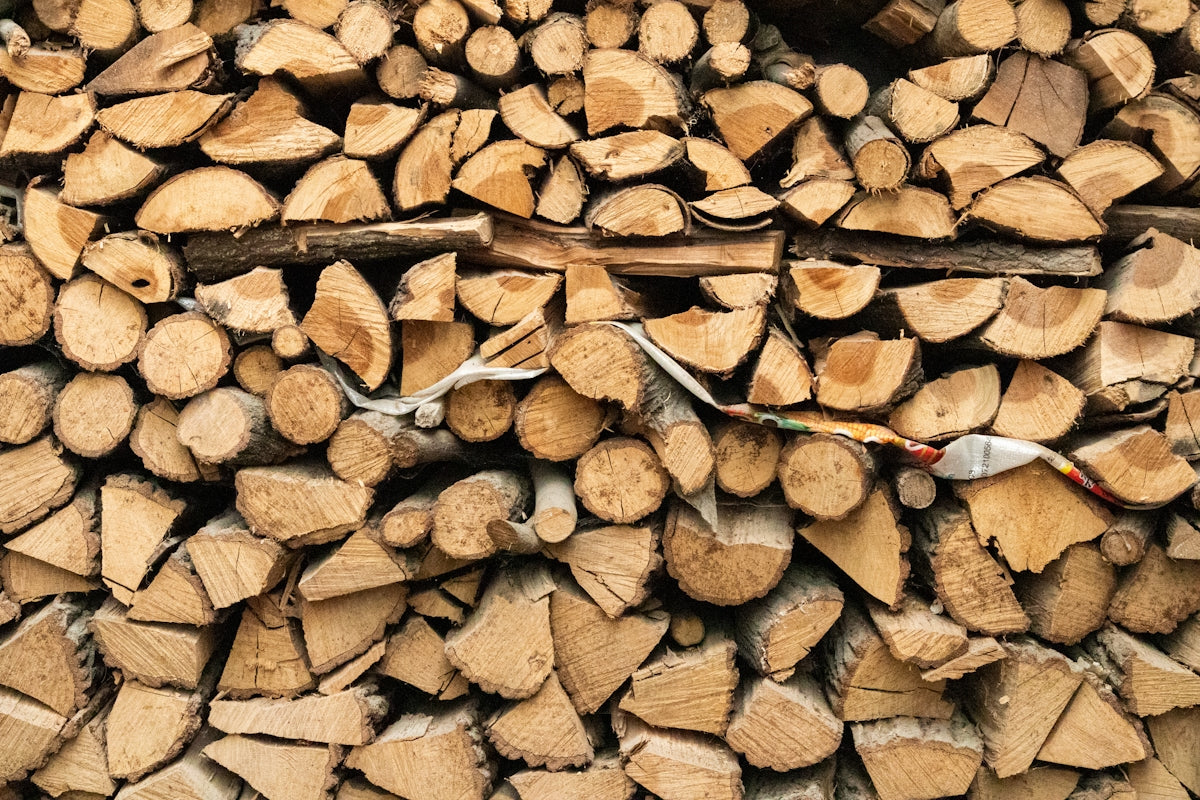 a pile of cut wood is shown in this image