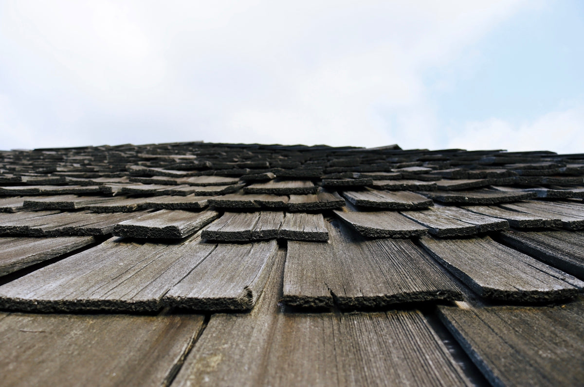 a roof with shingles