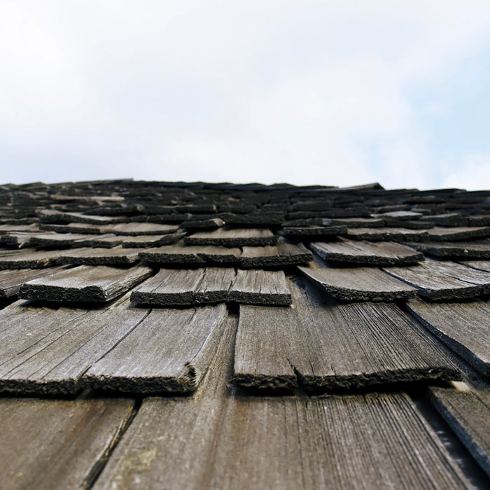 a roof with shingles