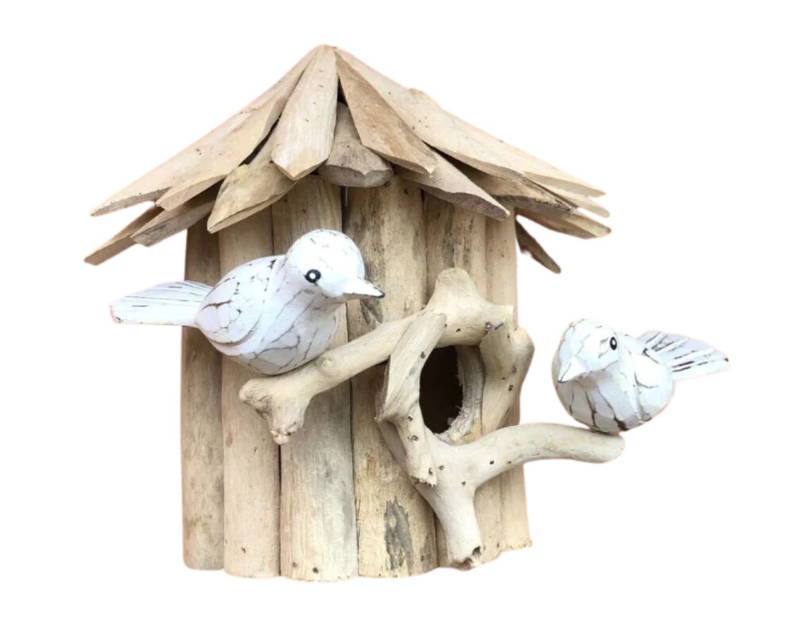 Handmade Driftwood Birdhouses isolatted